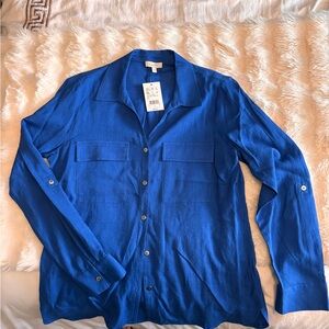 Rails Women's Button-Front Collared Blouse in Royal Blue